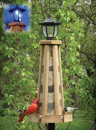 Solar Powered Lighthouse Bird Seed Feeder-5 Qt.