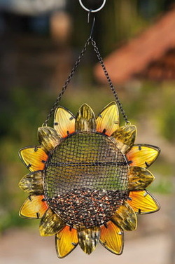 Metal and Glass Sunflower Bird Feeder