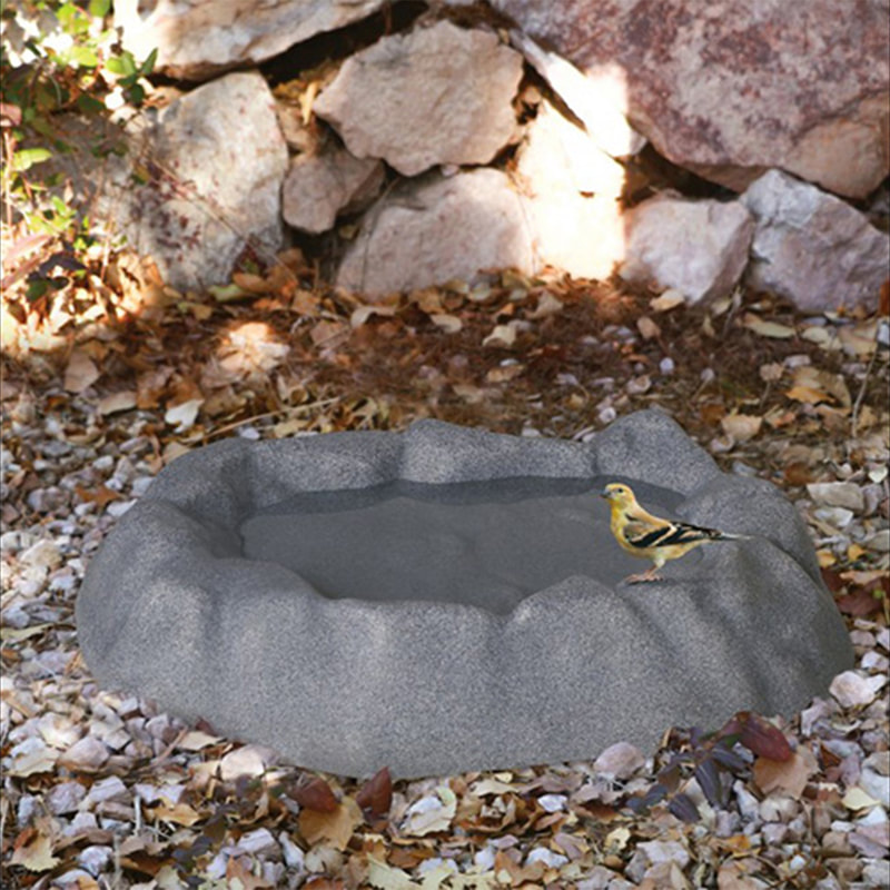 Thermo-Bath Heated Stone Color Birdbath (Grey)
